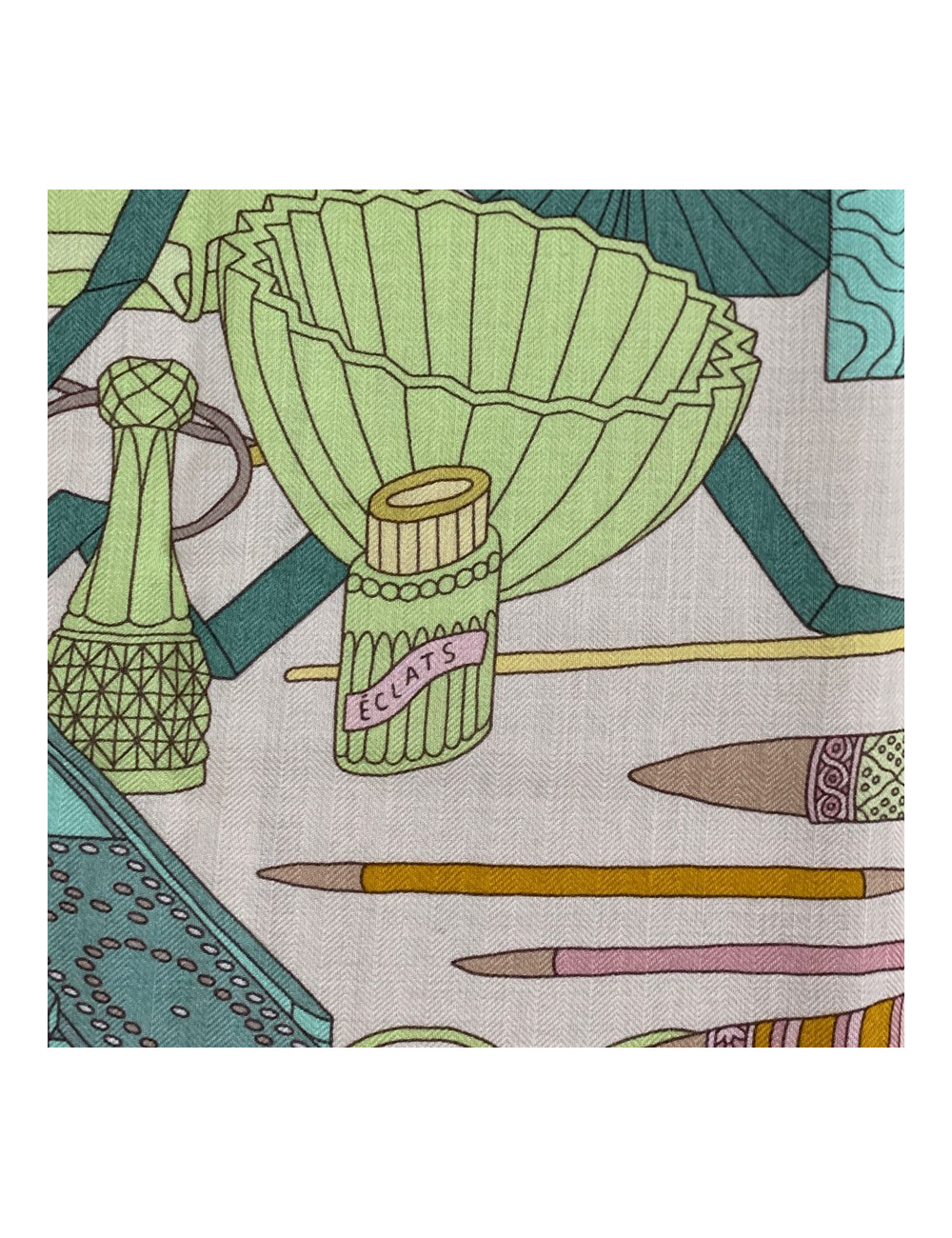 Châle HERMES Les trésors d'un artiste beige en cachemire et soie