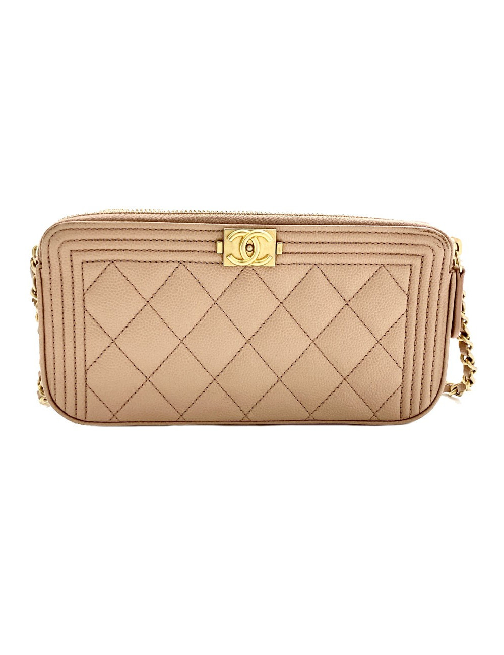 Mini Boy CHANEL bandoulière en cuir grainé rose