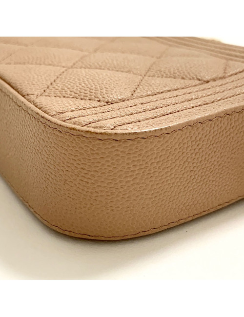 Mini Boy CHANEL bandoulière en cuir grainé rose