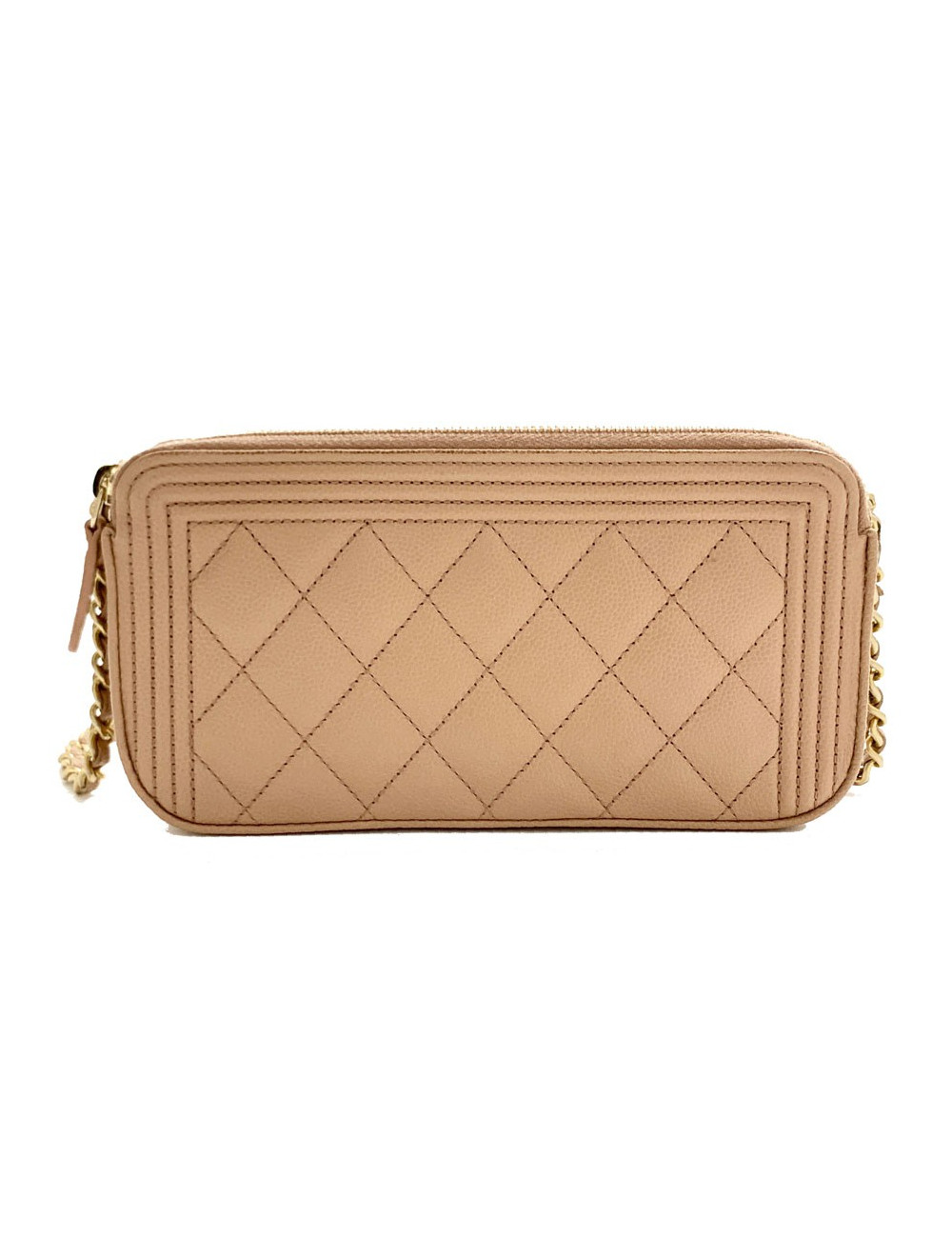 Mini Boy CHANEL bandoulière en cuir grainé rose