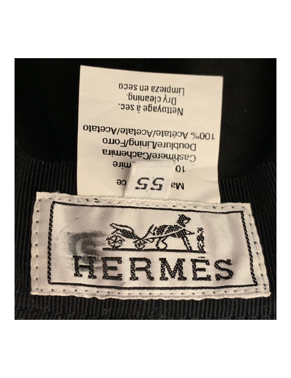 HERMES navy blue cashmere hat