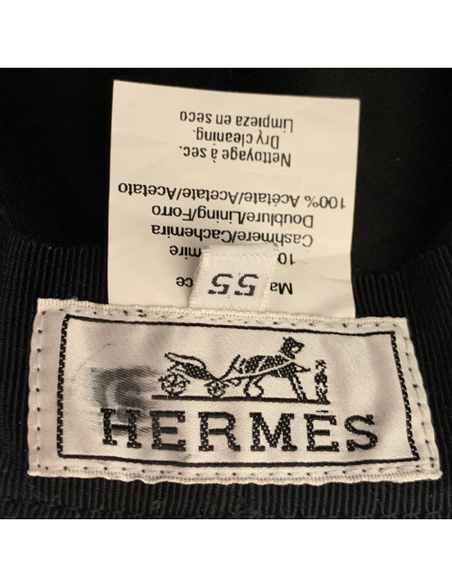 HERMES navy blue cashmere hat