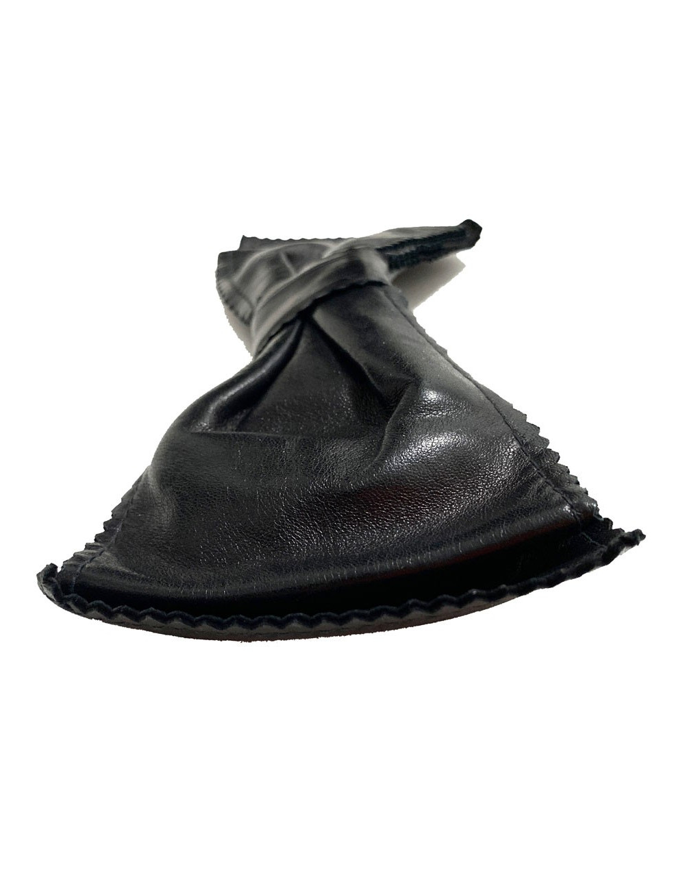 Barette CHANEL noeud cuir noir