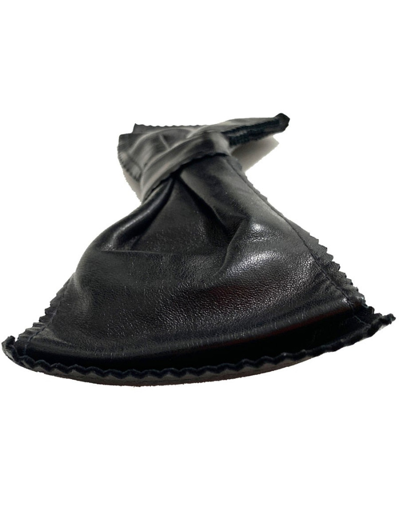 Barette CHANEL noeud cuir noir