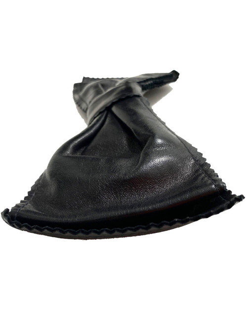 Barette CHANEL noeud cuir noir