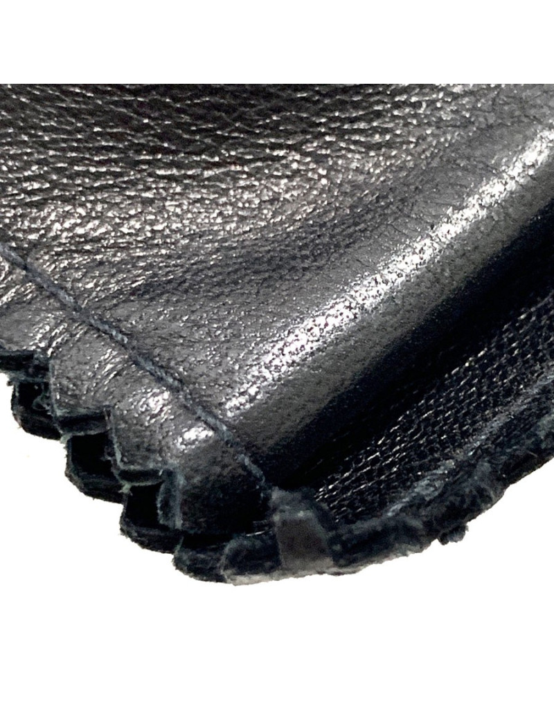 Barette CHANEL noeud cuir noir