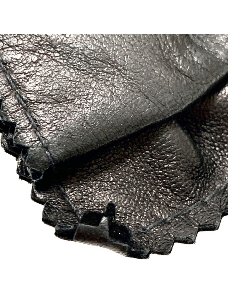 Barette CHANEL noeud cuir noir