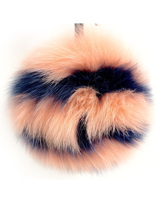 FENDI pompon charm blue and pink fur