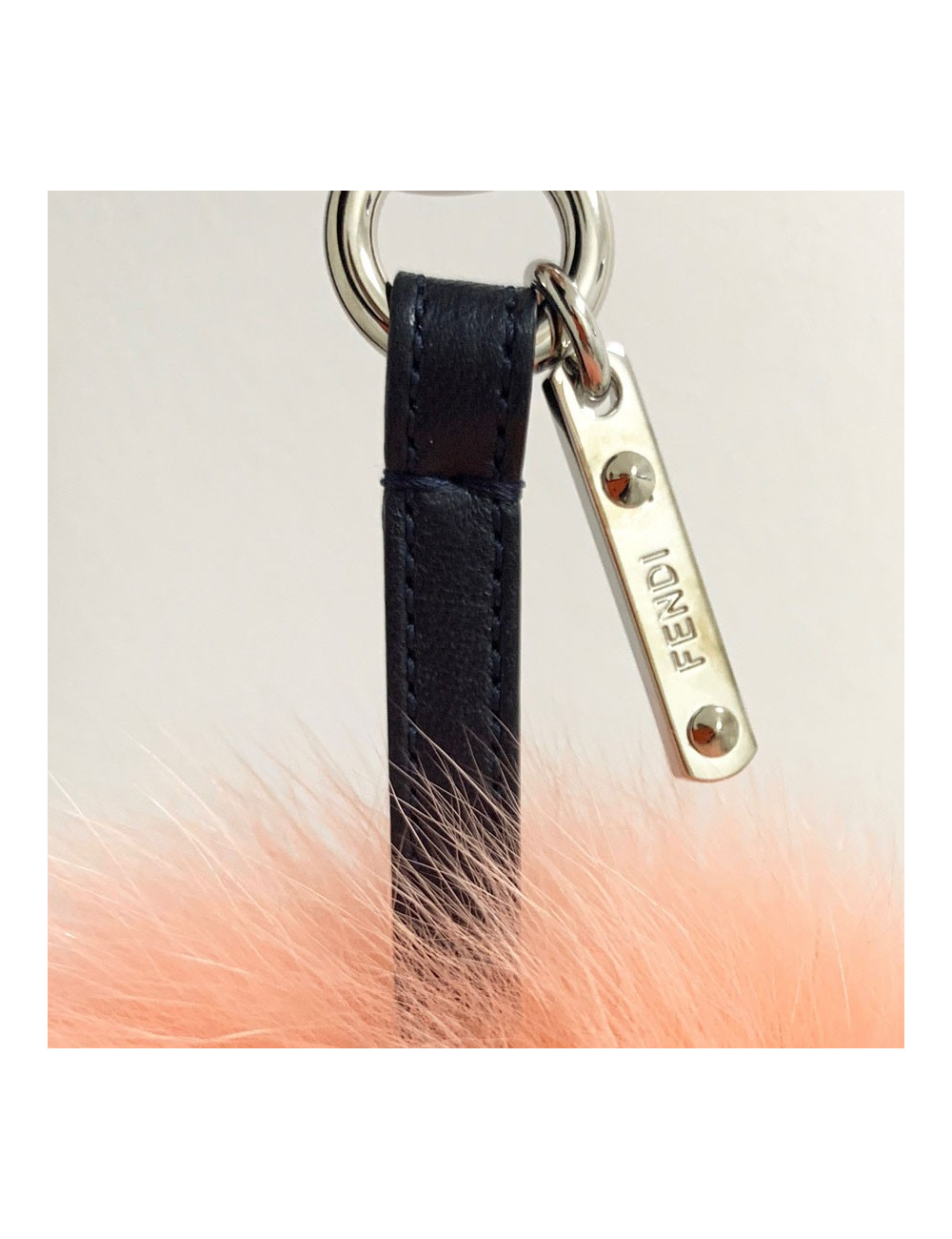 FENDI pompon charm blue and pink fur