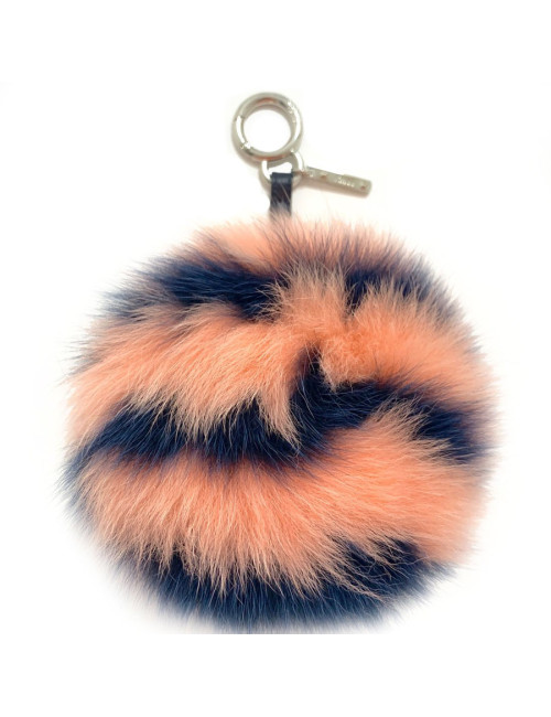 FENDI pompon charm blue and pink fur