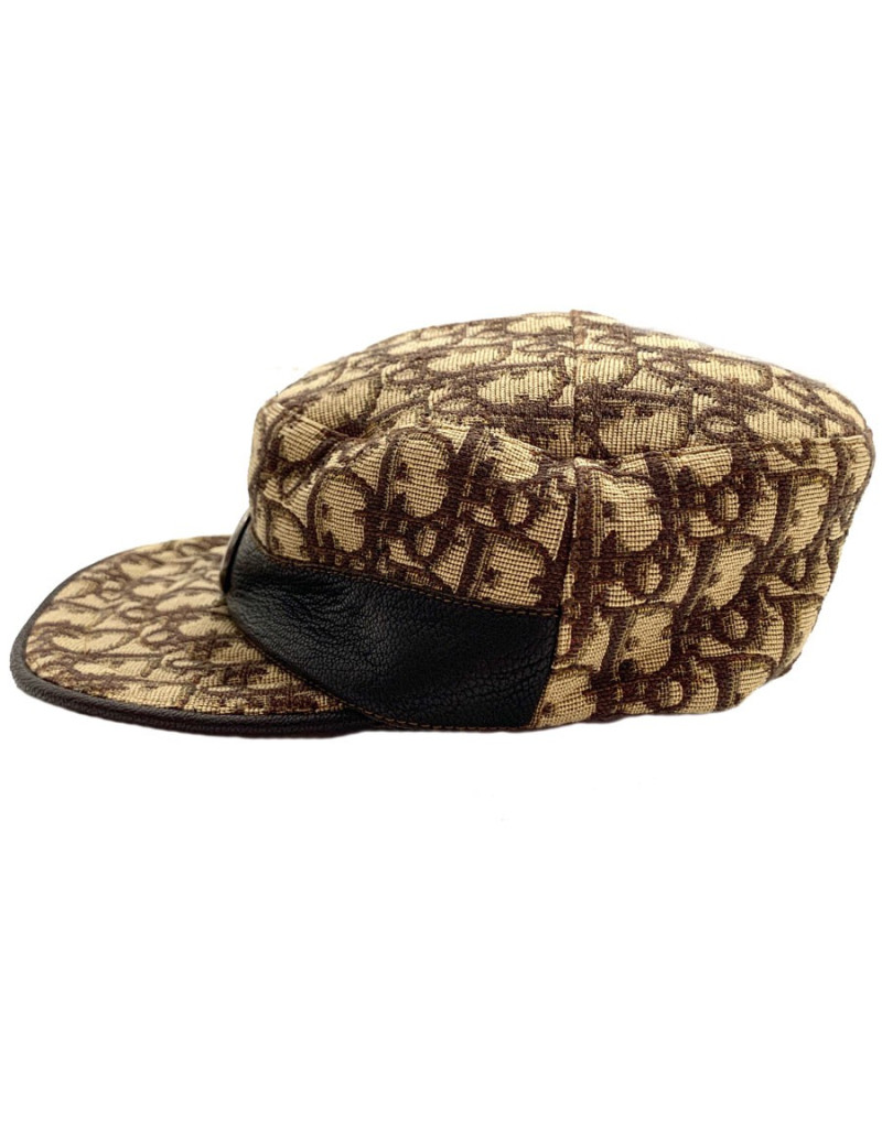 Casquette DIOR toile monogramme et cuir marron