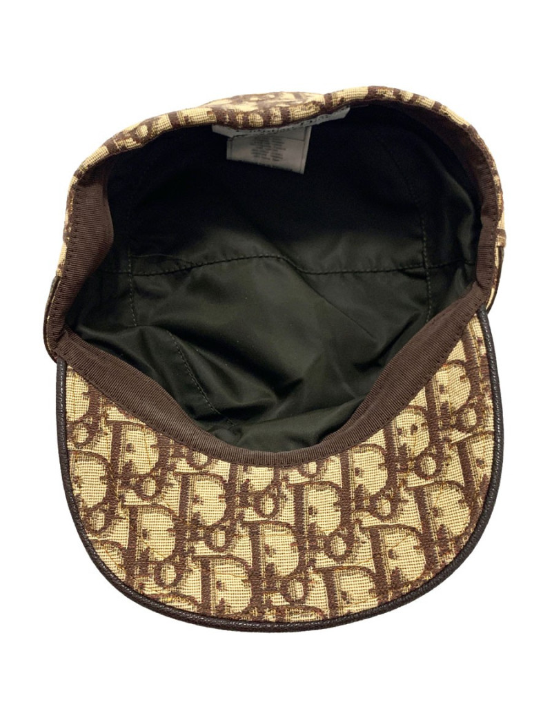 Casquette DIOR toile monogramme et cuir marron