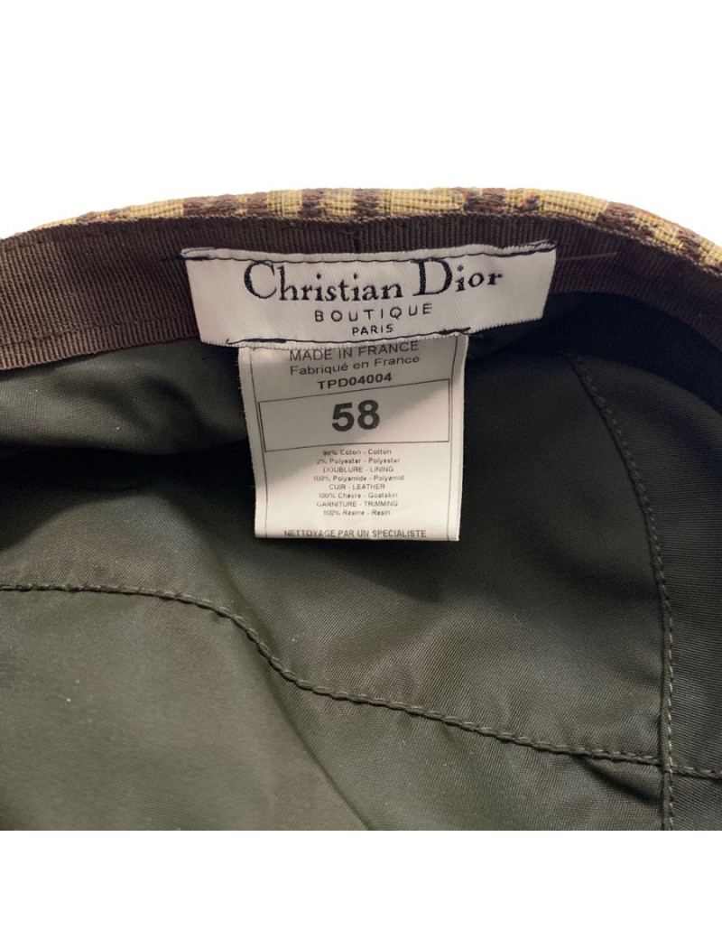Casquette DIOR toile monogramme et cuir marron