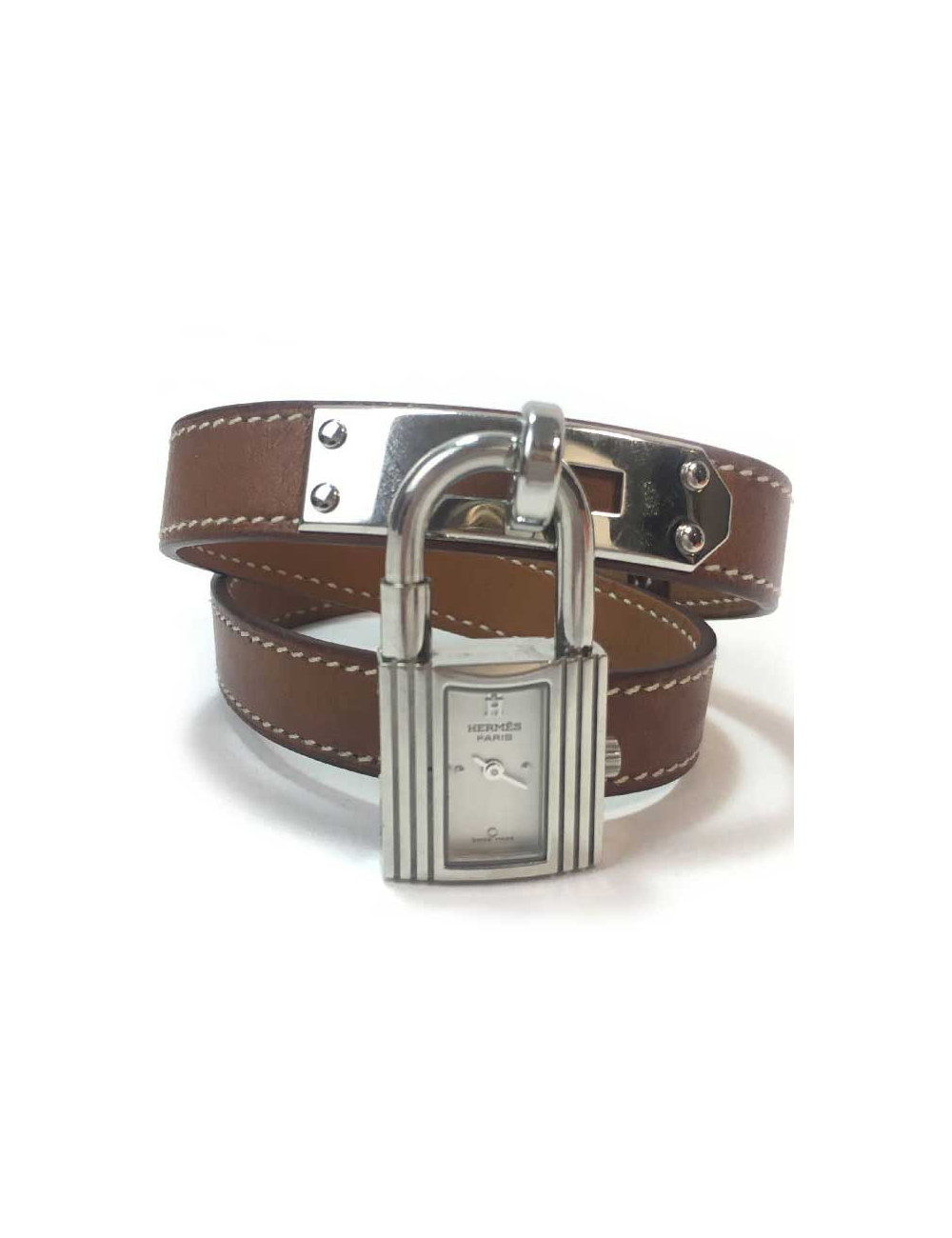 Montre cadenas HERMES  bracelet doubleveau barenia