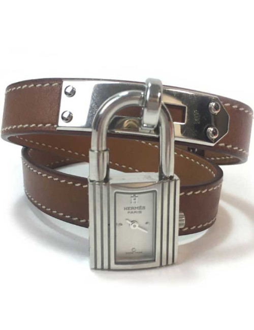 Montre cadenas HERMES  bracelet doubleveau barenia
