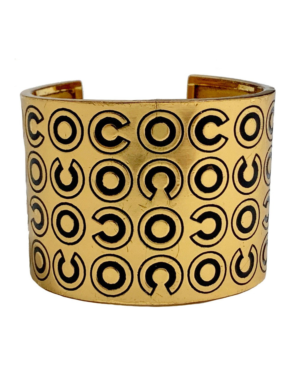 Manchette Coco CHANEL vintage métal doré