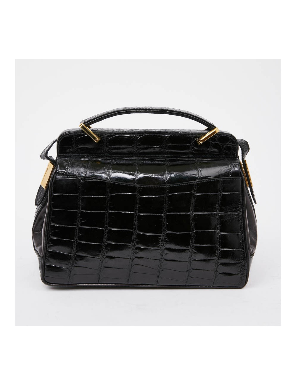 Sac CESARE PUCCINI alligator et cuir noirs