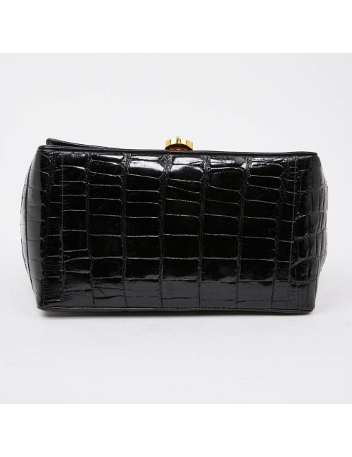 Sac CESARE PUCCINI alligator et cuir noirs