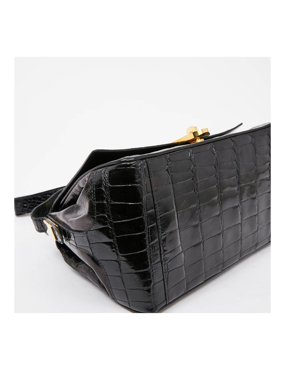 Sac CESARE PUCCINI alligator et cuir noirs
