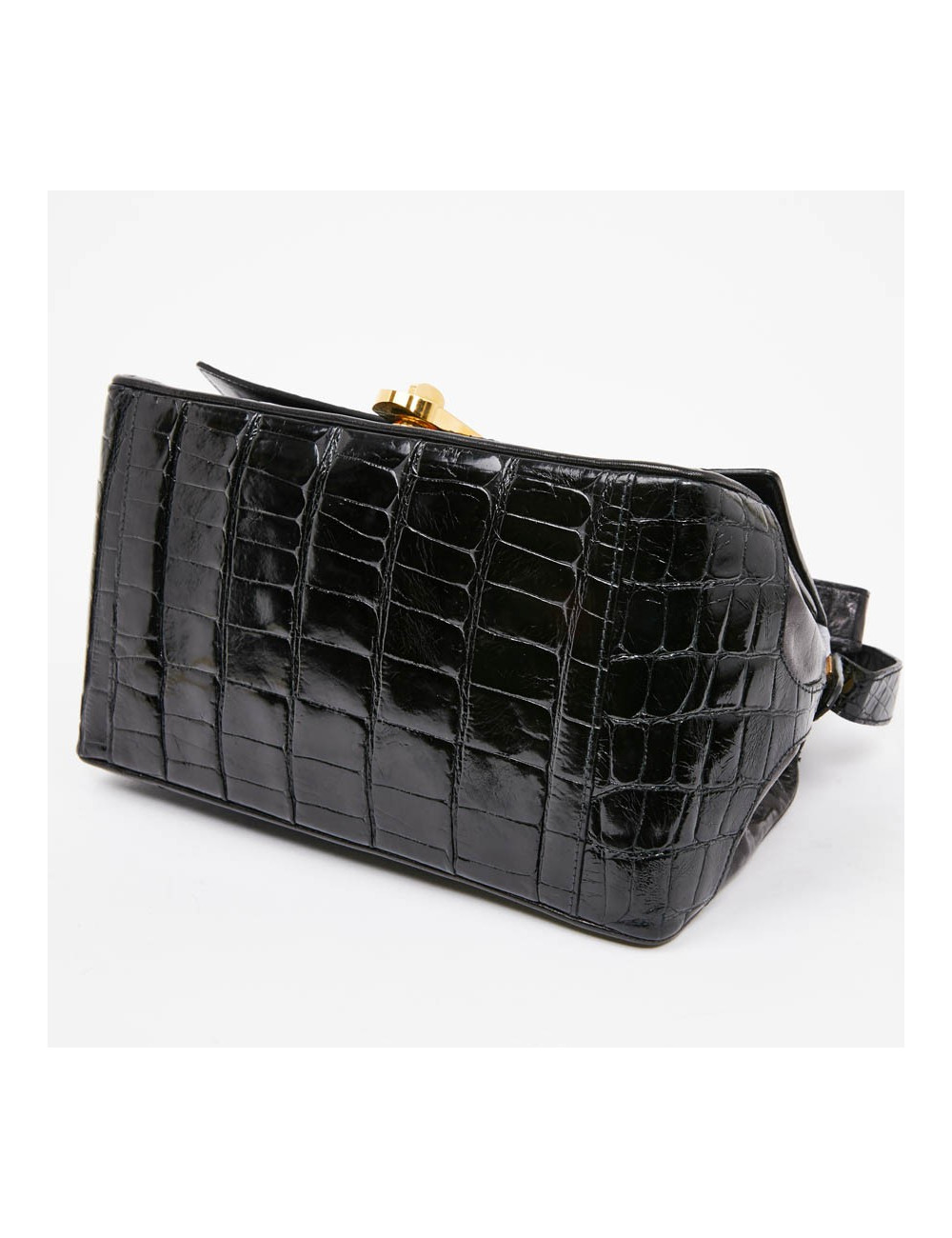 Sac CESARE PUCCINI alligator et cuir noirs