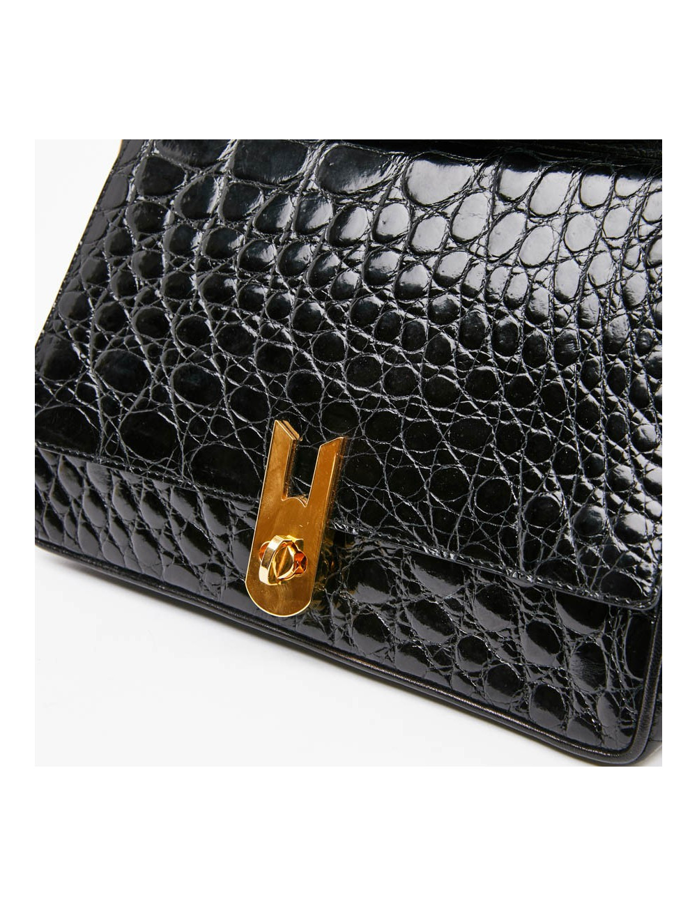 Sac CESARE PUCCINI alligator et cuir noirs