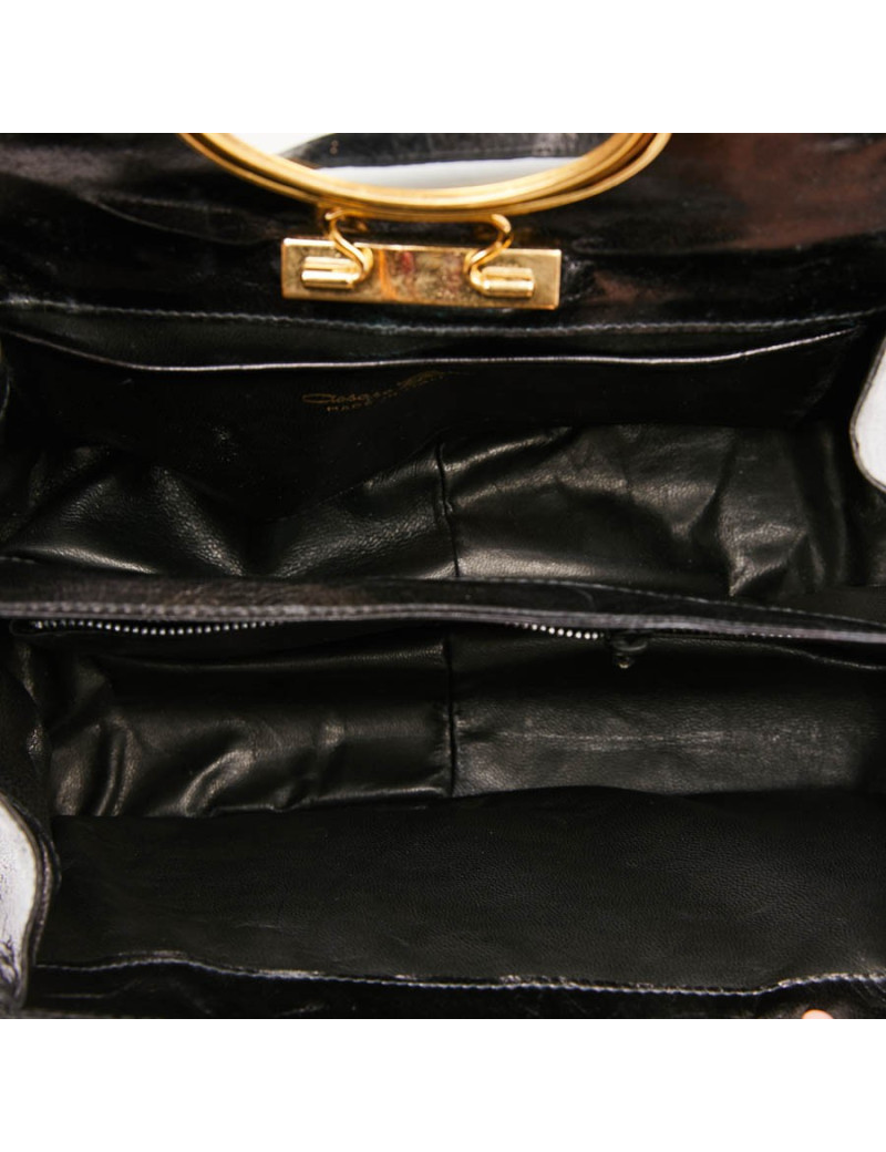 Sac CESARE PUCCINI alligator et cuir noirs