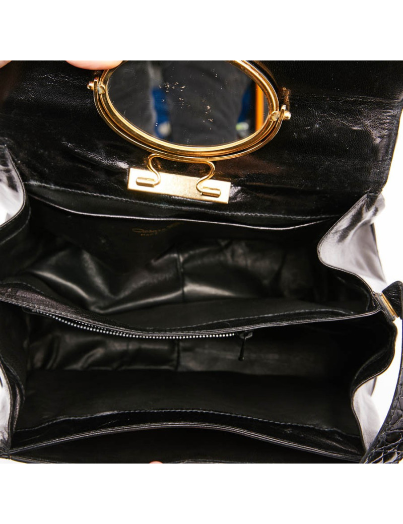 Sac CESARE PUCCINI alligator et cuir noirs