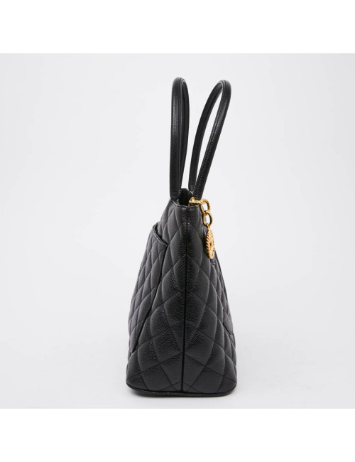 Sac cabas CHANEL cuir caviar noir