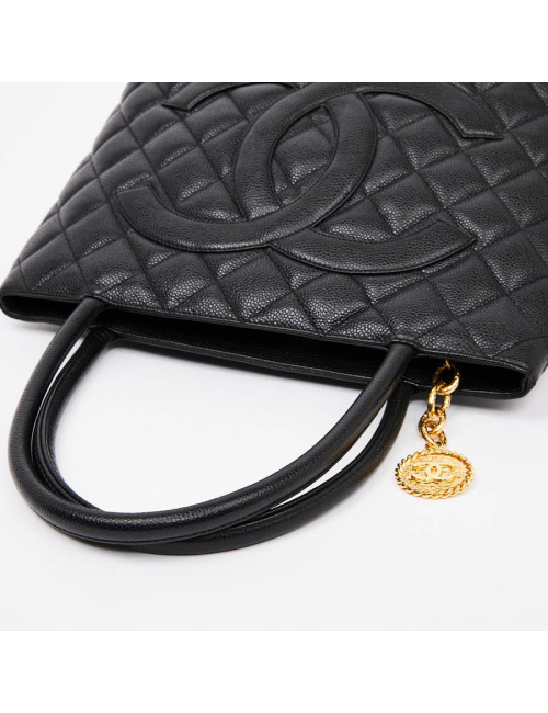 Sac cabas CHANEL cuir caviar noir