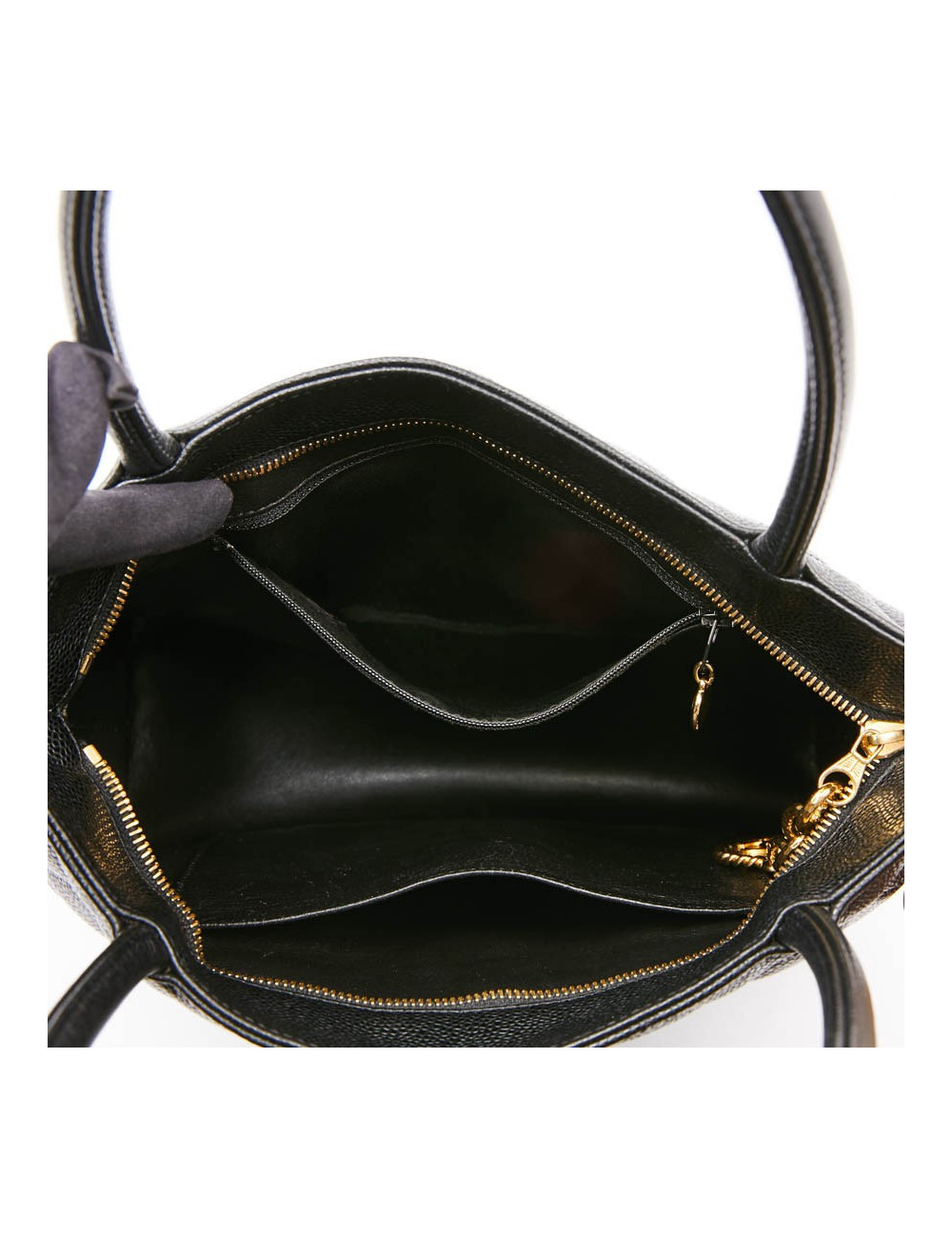 Sac cabas CHANEL cuir caviar noir