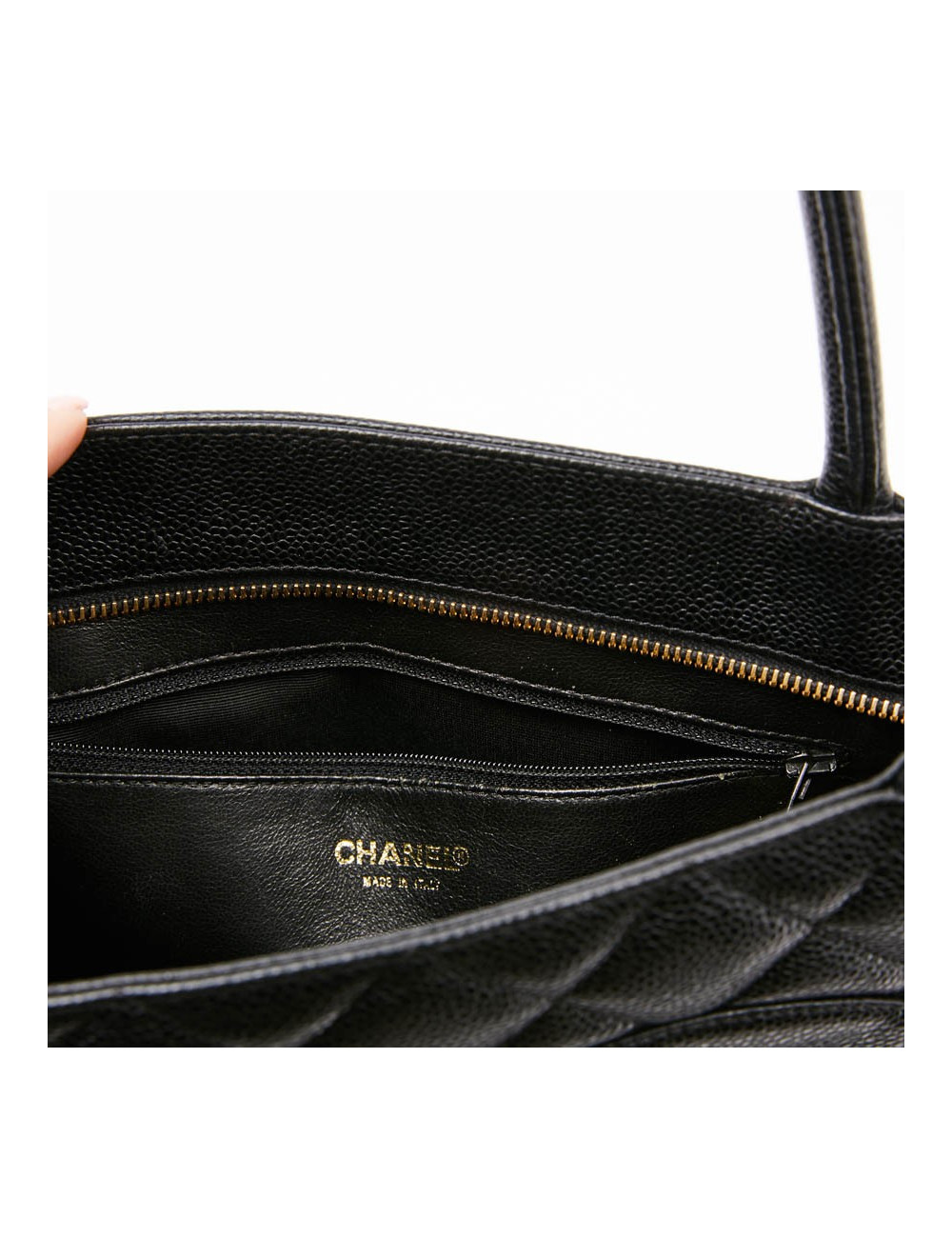 Sac cabas CHANEL cuir caviar noir