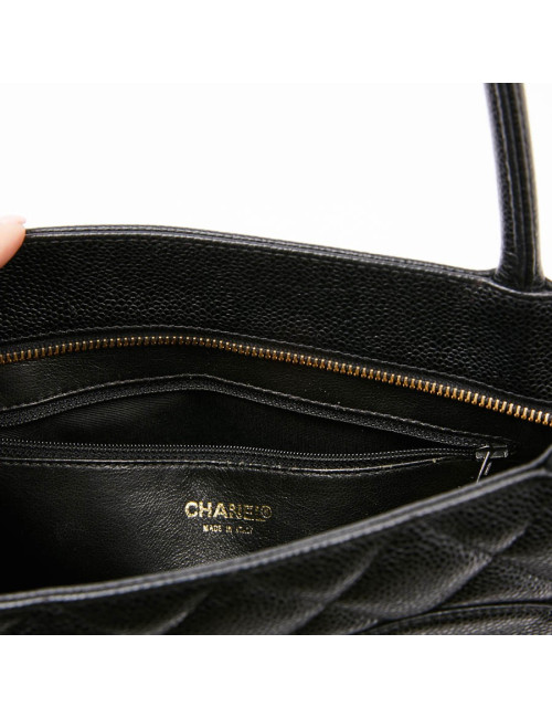 Sac cabas CHANEL cuir caviar noir