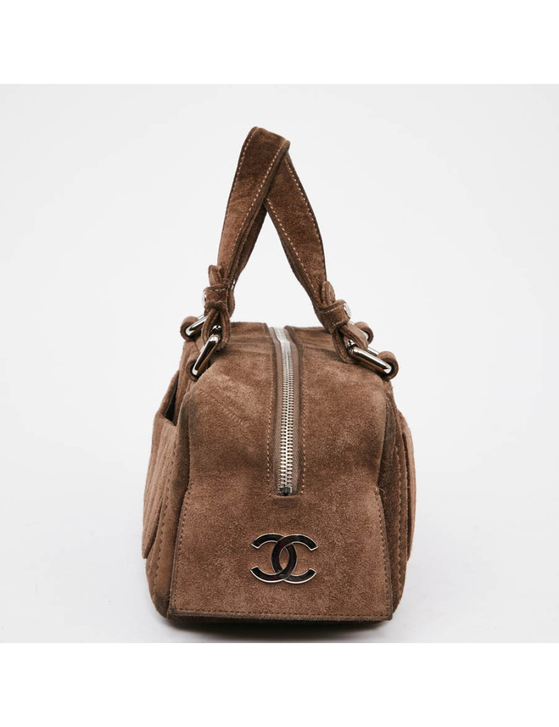 Sac suede gris taupe CHANEL