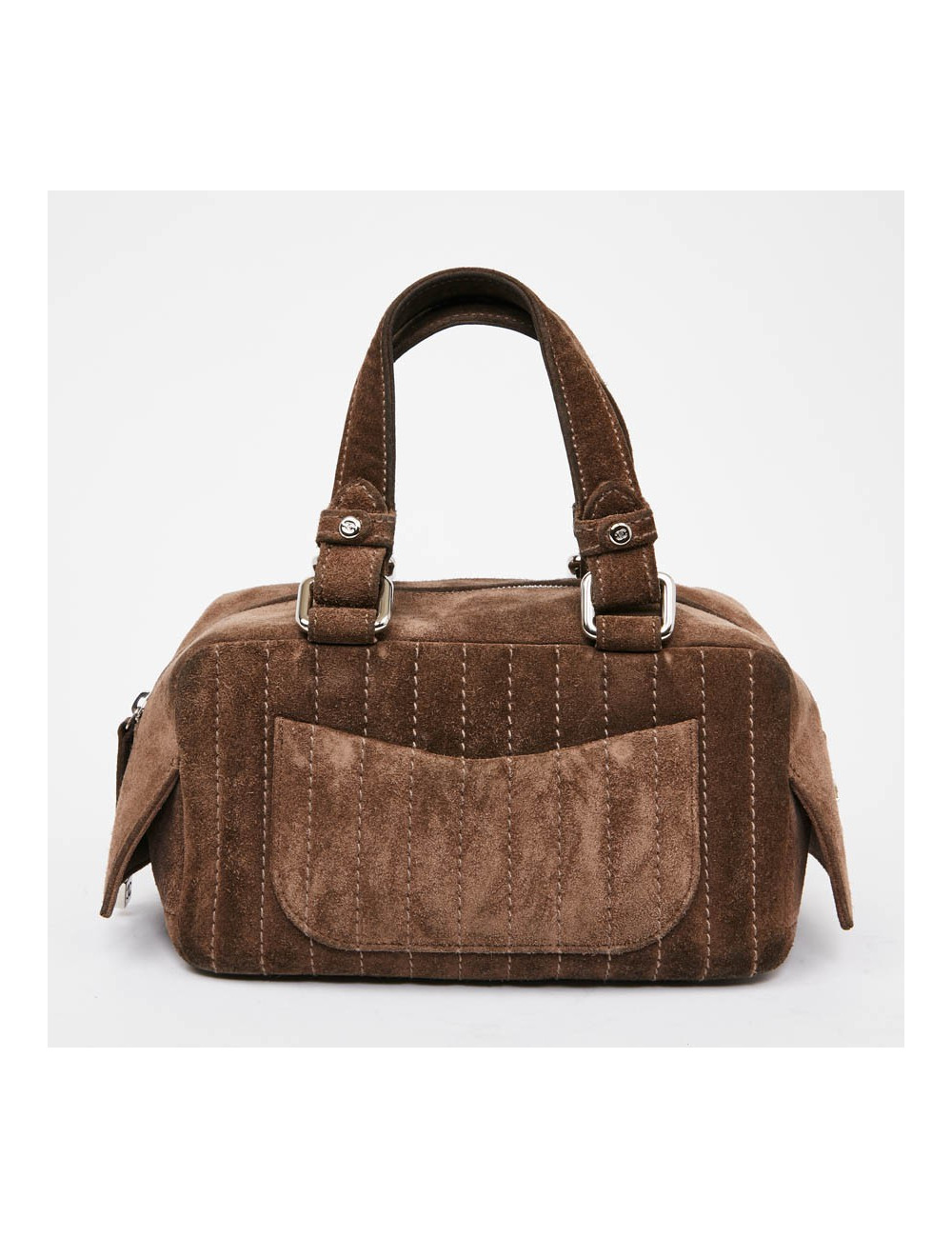 Sac suede gris taupe CHANEL