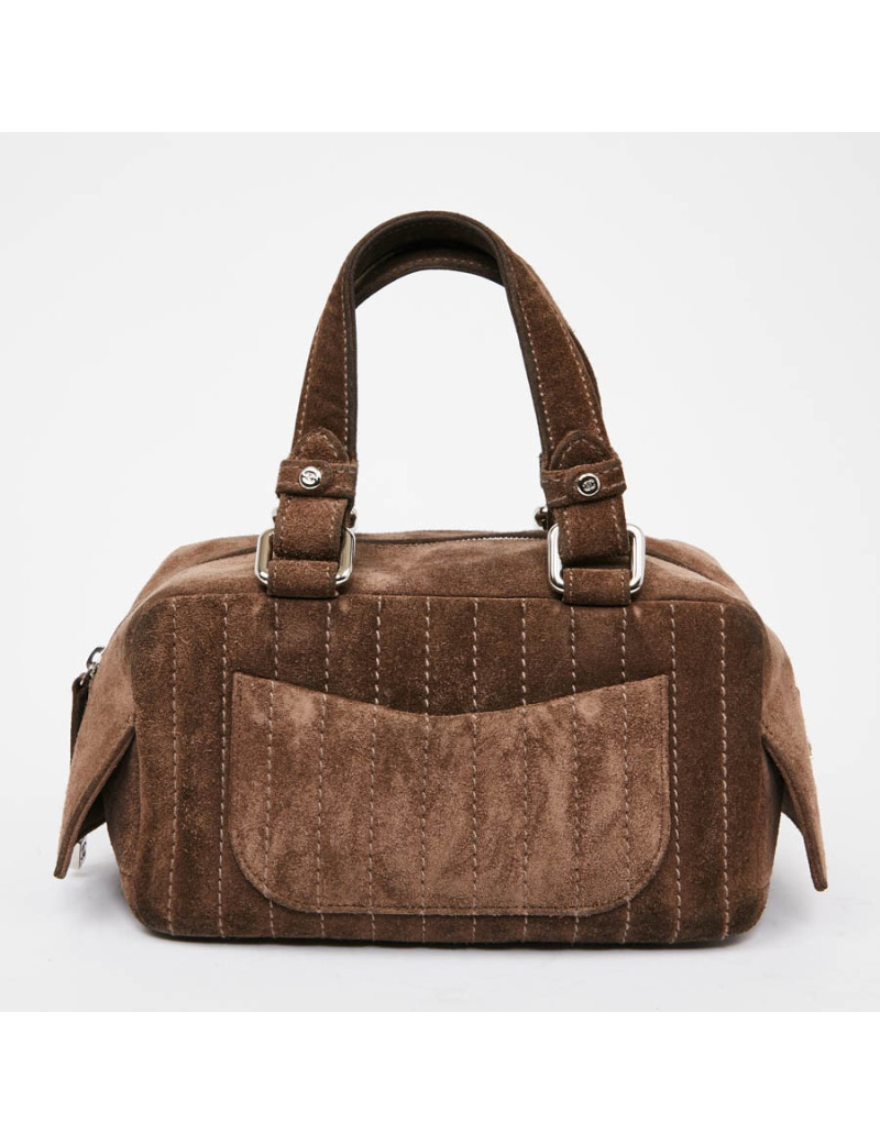 Sac suede gris taupe CHANEL