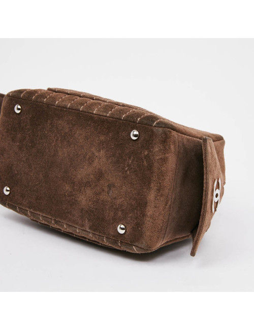 Sac suede gris taupe CHANEL