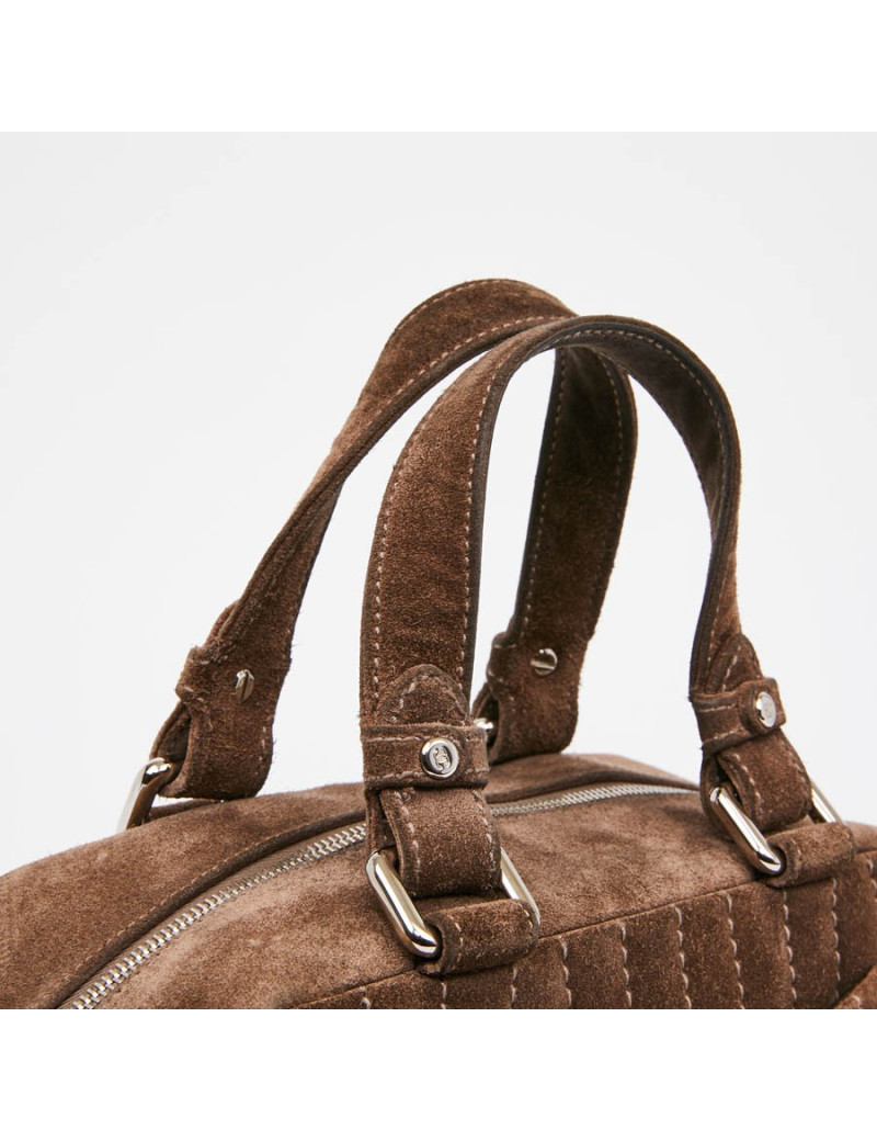 Sac suede gris taupe CHANEL