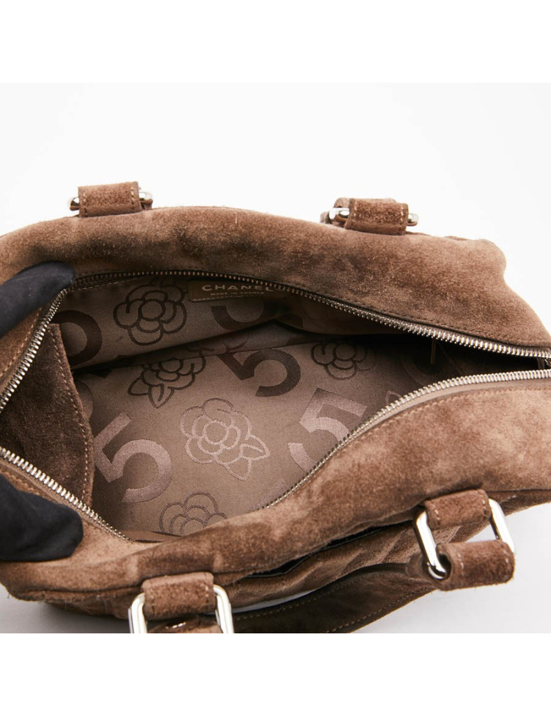 Sac suede gris taupe CHANEL