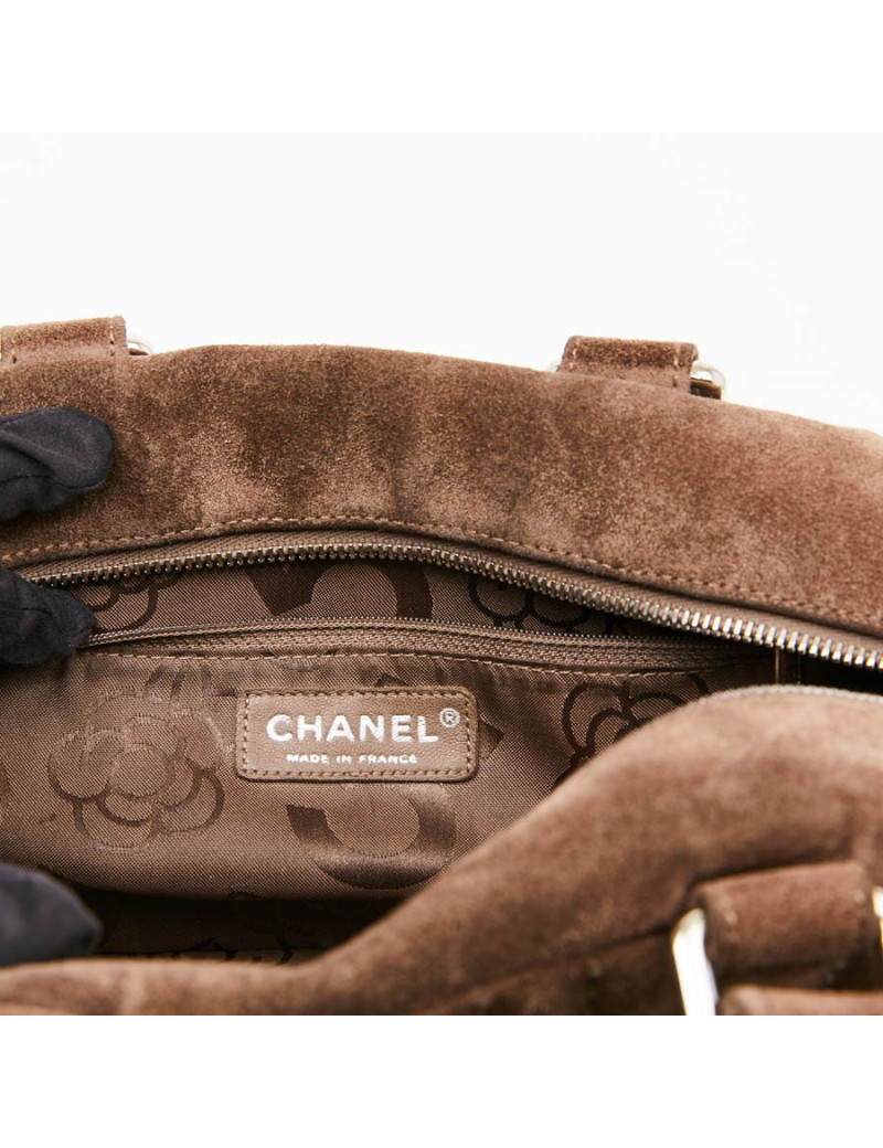 Sac suede gris taupe CHANEL