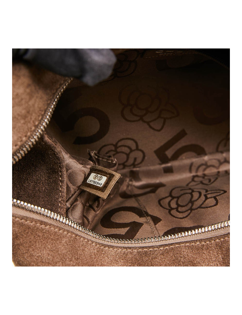 Sac suede gris taupe CHANEL