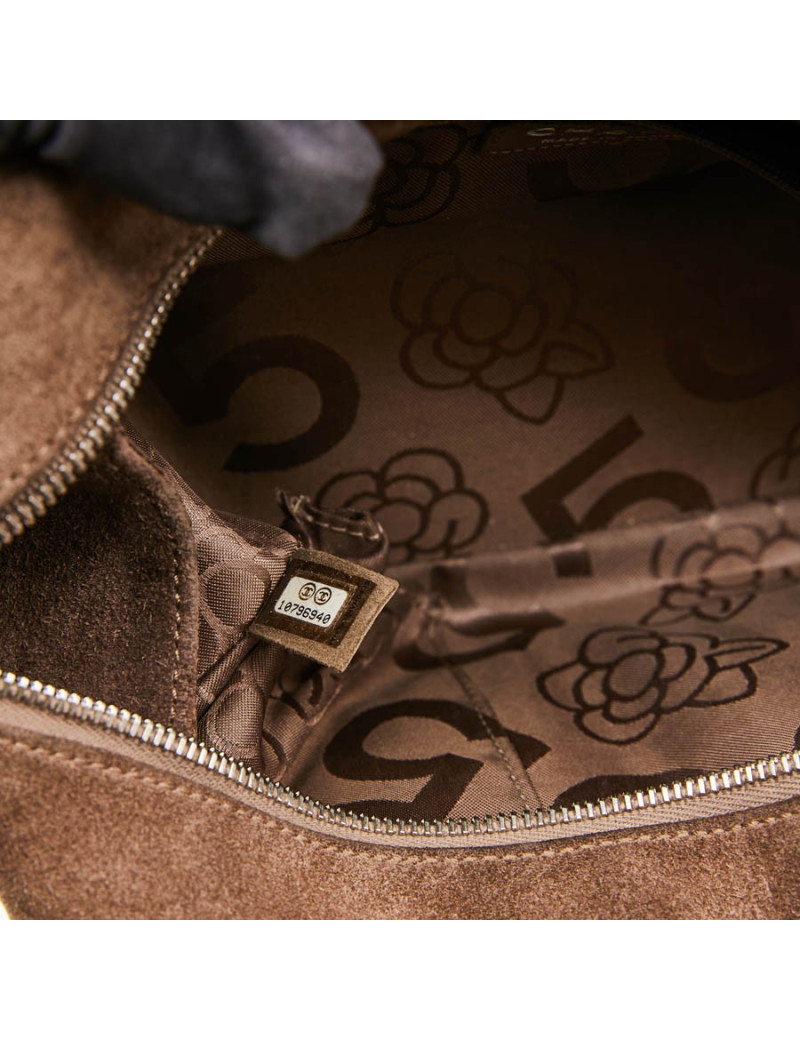 Sac suede gris taupe CHANEL