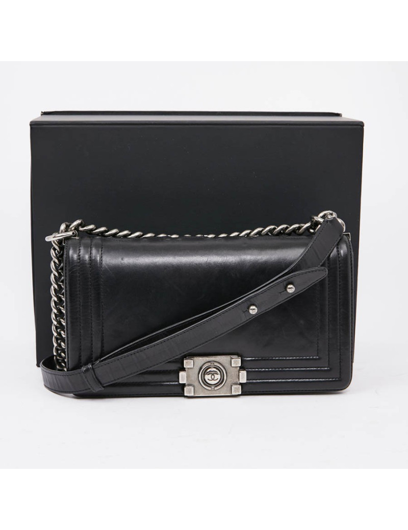 Sac CHANEL Boy cuir noir