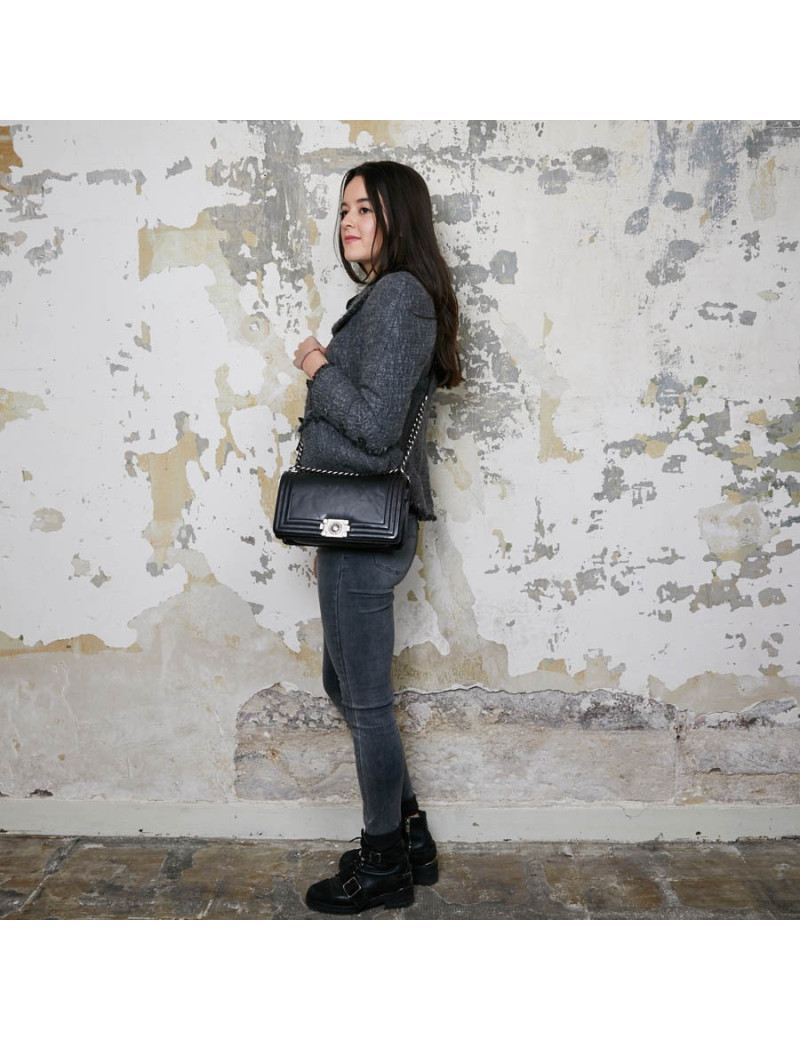 Sac CHANEL Boy cuir noir