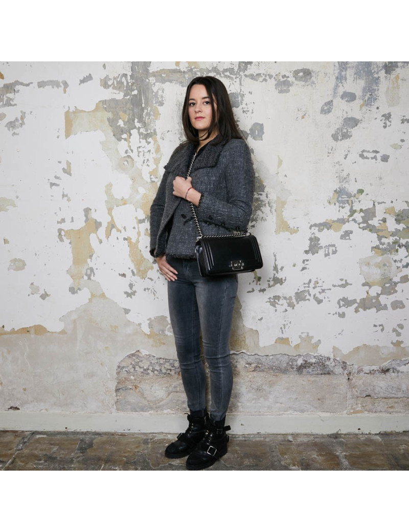 Sac CHANEL Boy cuir noir