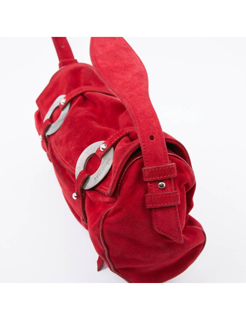 Sac LAGERFELD GALLERY veau velours rouge 
