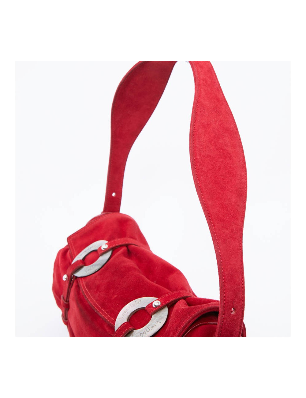 Sac LAGERFELD GALLERY veau velours rouge 