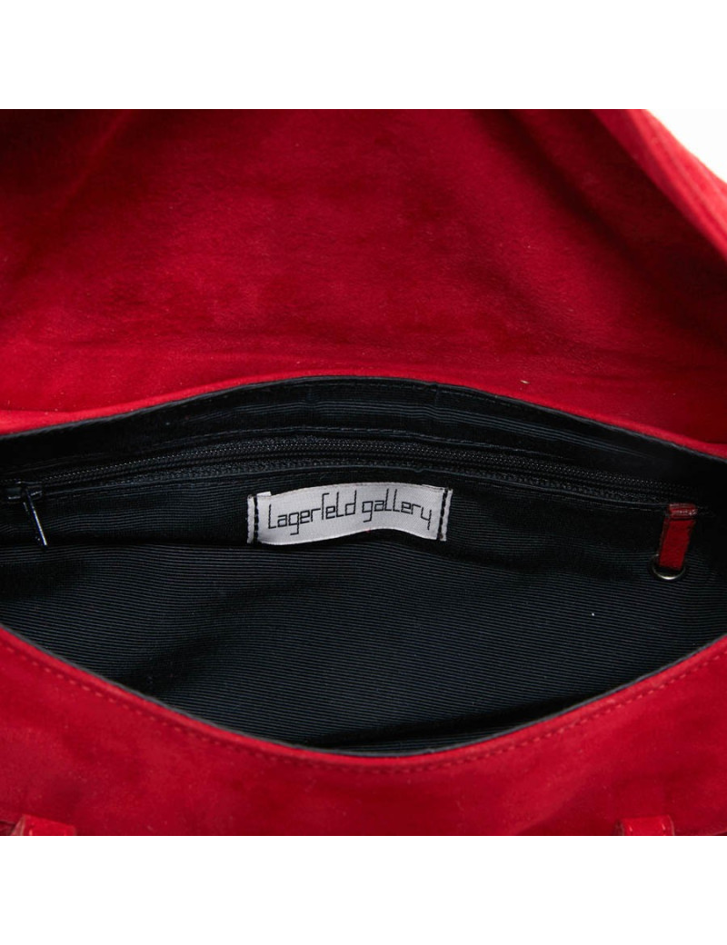 Sac LAGERFELD en veau velours rouge 