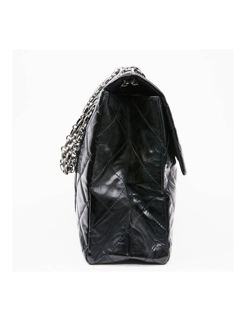 Grand sac CHANEL cuir verni noir