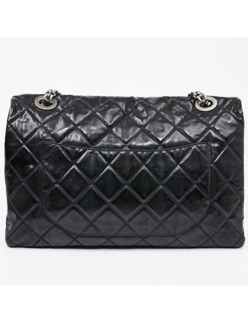 Grand sac CHANEL cuir verni noir