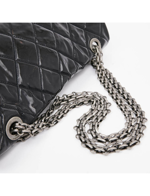 Grand sac CHANEL cuir verni noir